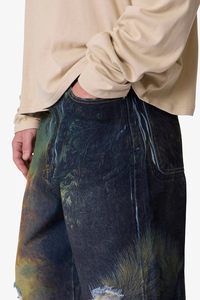 Jeans en denim personnalisés de haute qualité, lavage vintage, imprimé 3D, coupe large déchirée, streetwear hip-hop, OEM ODM, en coton pour hommes - Product Image 5