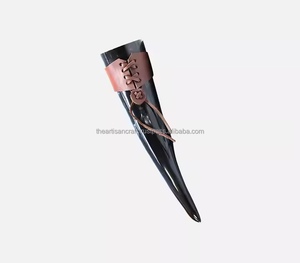 leather holder <b>black</b> <b>polished</b> drinking horn Handcrafted Medieval Accessory for Gifts & Decor by Artisan Craft - Product Image 2