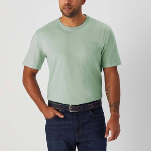Men's Mint Green Cotton T-<b>Shirt</b> Regular Fit O-Neck Short Sleeve Casual Solid Color Jersey Knitted Plain Dyed - Product Image 4