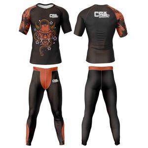 Conjunto de Compresión de Manga Larga con Impresión por Sublimación sin Costuras, Ropa Deportiva Transpirable de Primera Calidad, Rashguard y Leggings para MMA - Product Image 1