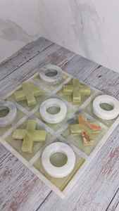 Marble Tic Tac Toe <b>Game</b> Green Onyx and White Marble 10 Inch Set Luxury <b>Board</b> <b>Game</b> for Home Decor Gift - Product Image 2
