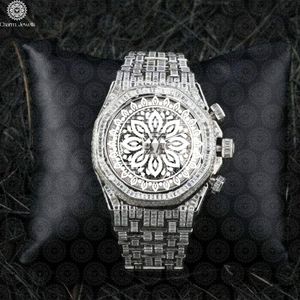 Charm Jewells Luxury Stainless Steel Watch Polygon Case 42mm Analog Quartz <b>Chronograph</b> Men's Fashion Fold Clasp - Product Image 3