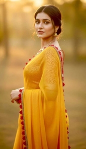 Sari indio de georgette liso para uso diario - Product Image 4