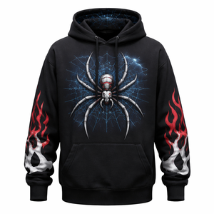 เสื้อฮู้ดลายแมงมุมพิมพ์ลายตามสั่งขายส่งสำหรับผู้ชาย-ผ้าฝ้าย 100% พิมพ์ลายดิจิทัลสำหรับฤดูหนาวและงานปัก ผู้ผลิต OEM จัดส่งโดยตรง - Product Image 1