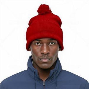 Wholesale Cute Winter Knitted Beanie <b>Hat</b> Custom Logo <b>Warm</b> Cuffed Unisex Rib Knit 100% Acrylic Embroidery Winter <b>Hat</b> - Product Image 4