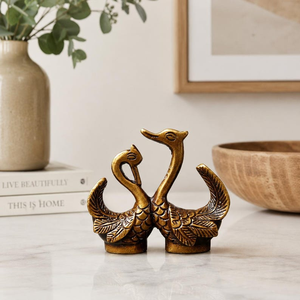 Élégantes figurines de cygnes en laiton, paire de sculptures décoratives d'oiseaux aquatiques, décoration élégante en métal pour la maison, pour table - Product Image 4