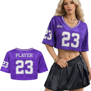 Camiseta Deportiva Corta de Malla para Mujer, Cuello en V, Transpirable, de Poliéster, Estilo Urbano, con Número Impreso, Fabricación OEM - Product Image 1