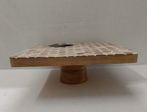 Premium Quality <b>Crafted</b> Treasures Modern Luxury Natural Wooden Cake Stand Platter Wood Resin Inlays Design Eco-Friendly Cake - Product Image 3
