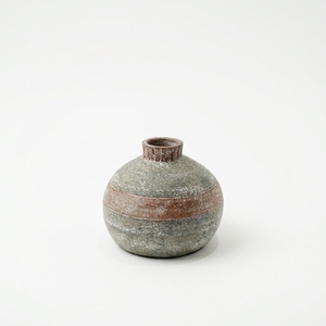 Jarrón de Cerámica Rústico Color Gris Mate Rojizo, Maceta Esférica para Mesa, Exportador Mayorista - Product Image 1