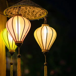Set of 4 Hoi An Silk Lanterns: Bamboo, Mixed Colors, 40cm, Personalized lanterns, Wedding Garden - Product Image 6