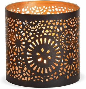 Decorative Tall Votive Candle Holder Metal <b>Lantern</b> Black Gold for Home Lighting Decor - Product Image 3