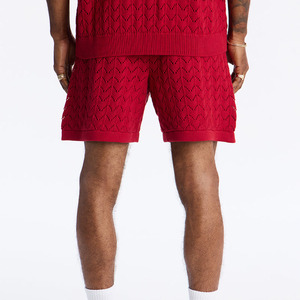 Conjunto de Polo y Pantalones Cortos de Punto para Hombre, de Alta Calidad, Color Rojo Sólido, Informal, de Dos Piezas, Transpirable, de Algodón - Product Image 5