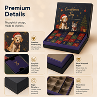 Calendrier de l'Avent personnalisé à 24 tiroirs, boîtes cadeaux rigides, impression intégrale personnalisée du logo, boîte d'emballage pour compte à rebours des fêtes, pour cosmétiques, chocolats