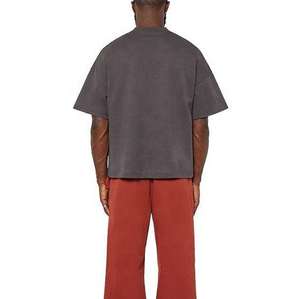 เสื้อยืดทรงบ็อกซ์โอเวอร์ไซส์ แขนเสื้อแบบดรอปโชว์เดอร์ ผ้าฝ้ายเฟรนช์เทอร์รี่ 100% ทรงหลวม สไตล์ลำลอง สำหรับผู้ชาย พร้อมโลโก้ด้านหน้าแบบสั่งทำพิเศษ - Product Image 5