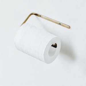 Porte-papier toilette moderne en métal Arcline avec finition laiton antique, design mural pour une organisation élégante de la salle de bain - Product Image 4