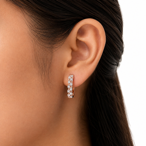 Classic Marquise Cut Moissanite Iced Out <b>Hoop</b> <b>Earrings</b> Rose Gold Plated Jewelry for Wedding Party Gift - Product Image 5