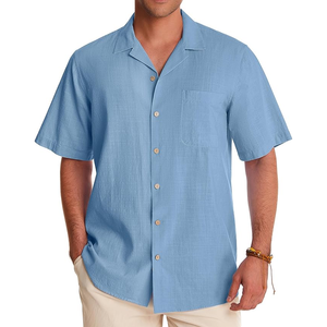 Chemises à manches courtes en coton pour hommes de haute qualité, grandes tailles, motif uni, logo personnalisé, respirantes, séchage rapide - Product Image 1