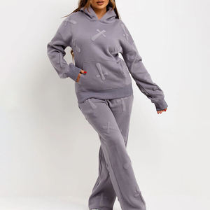 Premium Women's Eco-Friendly Hooded Sweatshirt Wide Leg <b>Pants</b> Tracksuit Set Cotton Fleece Solid Color Cozy Winter <b>Lounge</b> - Product Image 3
