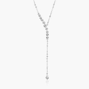 Collar Lariat de Diamantes Cultivados en Laboratorio para Mujer, Oro Blanco de 14K con Baño de Rodio, Certificado IGI, Joyería Fina de Lujo para Boda - Product Image 1