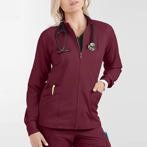 Women's Long Sleeve Nurse Lab <b>Coat</b> with White Suit Collar Medical Uniform for Hospital Use - Product Image 1