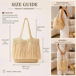 กระเป๋าชายหาดผ้าฝ้ายแบบเปิดสองหูหิ้ว รุ่นราฟเฟีย - Product Image 5