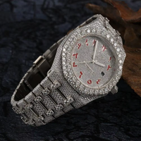 Reloj de Cuarzo para Hombre Iced Diamond, Caja de Aleación de 41 mm, Correa de Acero Inoxidable de 20 mm/10 mm, Resistente al Agua 10 Bar, Fecha Automática, Pantalla Analógica, Estilo Moderno