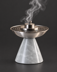 Quemador de incienso de resina de lujo con cono, cuenco árabe de acero inoxidable y soporte moderno para incienso Oud - Product Image 3