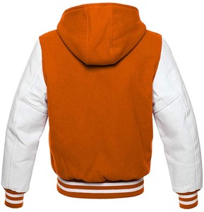 Veste universitaire à capuche personnalisée, corps en laine, manches en cuir PU, veste Letterman, OEM, marque privée, streetwear universitaire - Product Image 3