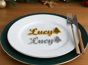 Personalized <b>Wooden</b> <b>Name</b> <b>Place</b> Card Christmas Tree Decor Tabletop Holiday Decoration Winter Theme Traditional Design - Product Image 4