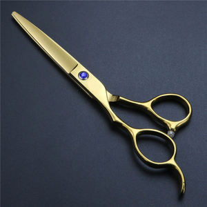 Tijeras de Peluquería Profesionales de Acero Inoxidable con Hoja Afilada de 6 Pulgadas para Diestros, Mango Largo, Color Dorado, para Salón de Belleza - Product Image 2