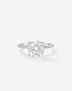 Bague de fiançailles solitaire en diamant 2 carats CVD HPHT avec halo et pavé, bague d'anniversaire minimaliste en or massif 10K 14K 18K, prix d'usine - Product Image 5