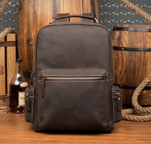 Elegant Vintage Leather <b>Backpack</b> <b>Waterproof</b> Anti-Theft Laptop Rucksack Genuine Leather Daypack LBP-0370 - Product Image 1