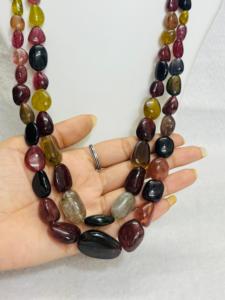 Tourmaline Plain Tumble Smooth <b>Beads</b> Strand-<b>Red</b>/Pink/Yellow/Green/Black/Gray Colors for Jewelry Making - Product Image 4