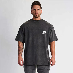 Camisetas de algodón grueso para hombre, corte holgado, lisas, teñidas, proveedor mayorista de ropa de moda urbana - Product Image 2
