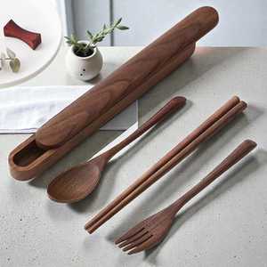 ช้อนไม้วอลนัท ช้อนส้อมสไตล์เรียบง่าย ชุดอาหารเย็น ช้อนส้อมที่ยั่งยืน ช้อนไม้ - Product Image 6