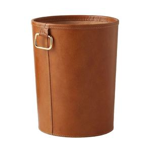 Poubelle portable en cuir marron pour bureau, salon, chambre, bac à déchets décoratif, prix usine - Product Image 1