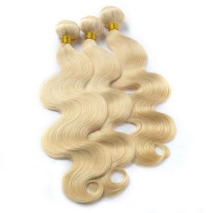 Extensions de cheveux indiens blonds ondulés 10A, 34 pouces, vierges, double trame, tissage à la machine, lots de mèches - Product Image 2