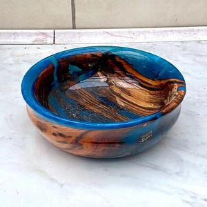 Tazón de Resina y Madera Hecho a Mano, Diseño Personalizado de Lujo, Patrón de Olas Azules del Océano, Plato Decorativo para el Hogar, Tazón de Arte en Resina Epoxi UO - Product Image 2