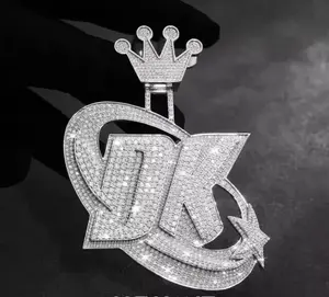 Pendentif personnalisé en argent sterling plaqué or blanc 14 carats avec lettre, serti d'un moissanite véritable rond de 3 carats pour femme - Product Image 4