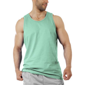 เสื้อกล้ามผู้ชายผ้าคอตตอนผสมโพลีเอสเตอร์ 190 GSM ทรงหลวม แห้งเร็ว พิมพ์โลโก้ได้ตามต้องการ เหมาะสำหรับออกกำลังกาย ฟิตเนส เล่นกีฬา - Product Image 1