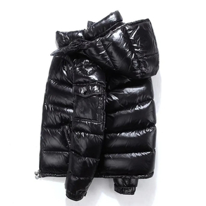 2025 New Arrival Men's Warn <b>Winter</b> Shiny <b>Quilted</b> Puffer Jacket Windbreaker Padded Thick Black Hooded Bubble Padded Jacket - Product Image 4