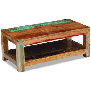 Table basse multicolore aux tons naturels et rouge turquoise - Product Image 1