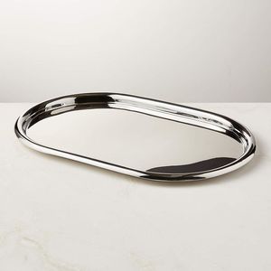Elegant Round Stainless Steel Serving <b>Tray</b> For Tea Coffee <b>Snacks</b> Serving In Hotels Restaurants - Product Image 4