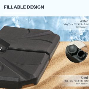Set di 4 Pezzi per Base Ombrellone da Esterno, Pesi per Ombrellone a Braccio Laterale con Blocco a U, 123 Libbre Capacità d'acqua 158 libbre. Capacità - Product Image 5