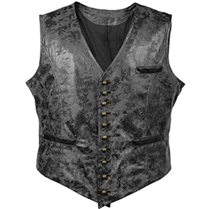 Disfraz de Cosplay Steampunk para hombre, chaleco sin mangas de cuero genuino, ropa de abrigo de invierno sólida con un solo botón - Product Image 1
