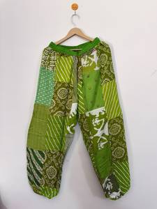Pantalones Harem de Rayón con Parches, Cintura Elástica, Corte Recto, Largos, Ajuste Regular, Estilo Dulce, Verano, Playa, Casual, Étnico - Product Image 1