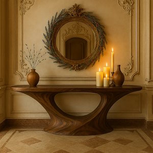 Table console en bois massif moderne artisanale pour salle à manger, entrée, meubles de maison naturels incurvés, durable pour salon, utilisation en hôtel - Product Image 2