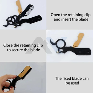 Rasoir à Lame Droite Pliant Premium avec Lames Interchangeables pour Coupes de Cheveux, Façonnage des Sourcils, Rasage du Visage et du Corps – Professionnel - Product Image 3