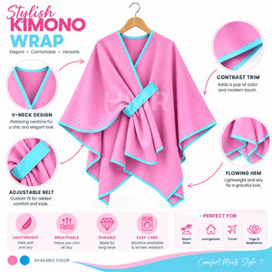 HMR Sorority Sisterhood Pink Asymmetric <b>Poncho</b> V-Neck Belted Closure Solid Color Casual Wear Sweater - Product Image 6