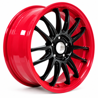 Jantes forgées multi-rayons noir brillant + liseré rouge concave 18-22 pouces 5x108 5x112 5x120 6061-T6 pour BMW Audi Mercedes-Benz